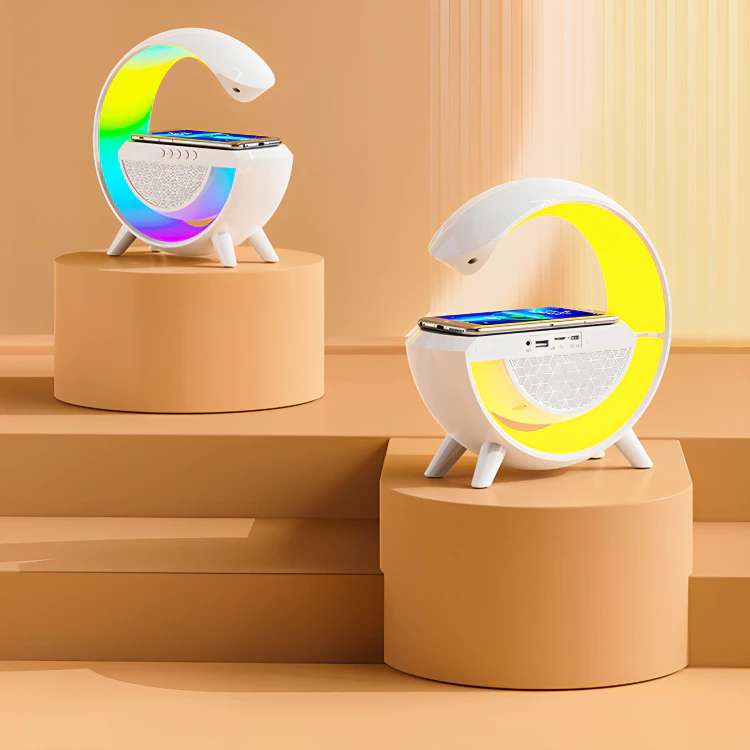 Altavoz Bluetooth G - Cargador inalámbrico + Lámpara LED + Reloj despertador