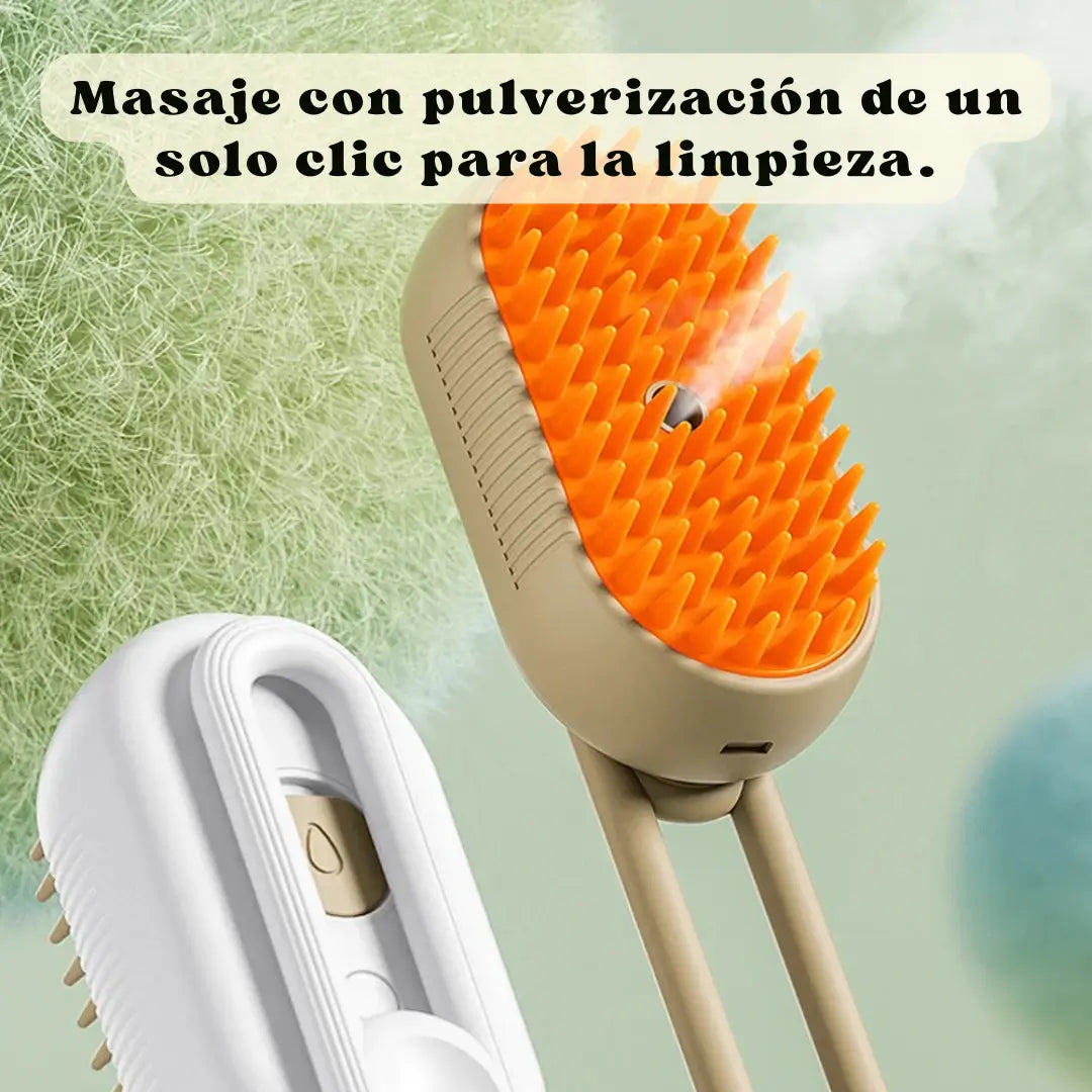 Cepillo vapor de masaje para mascota 3 en 1