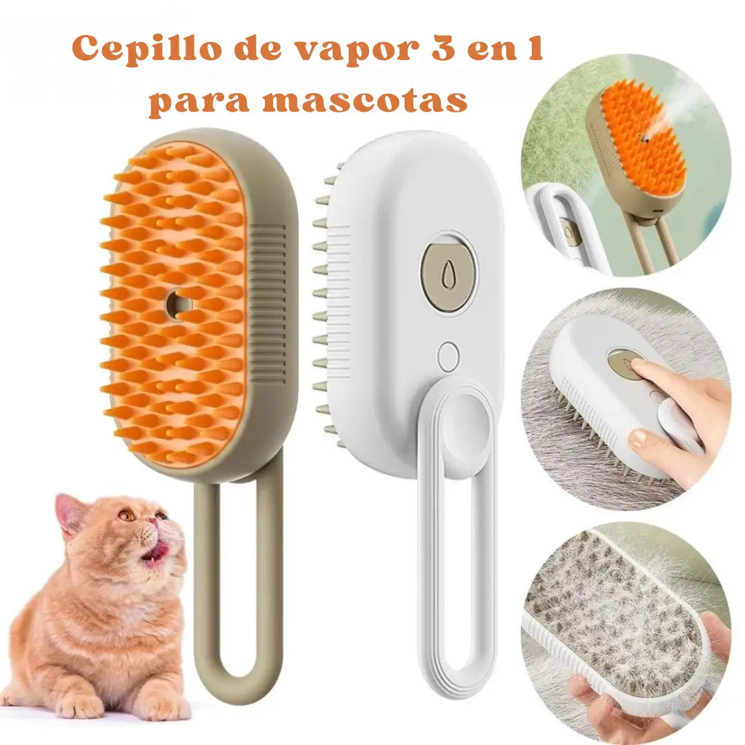Cepillo vapor de masaje para mascota 3 en 1
