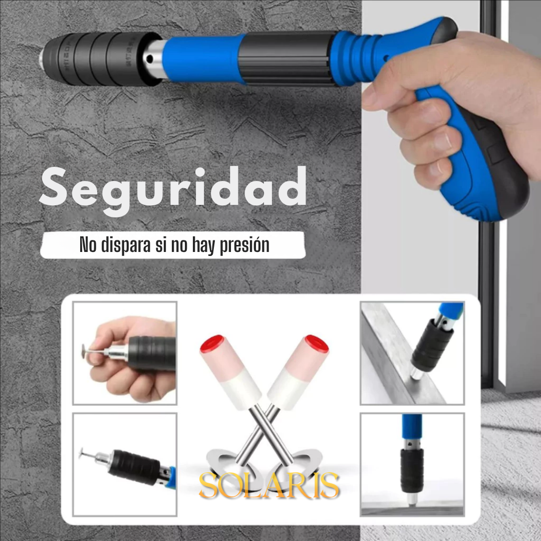 Pistola de clavos con accesorios