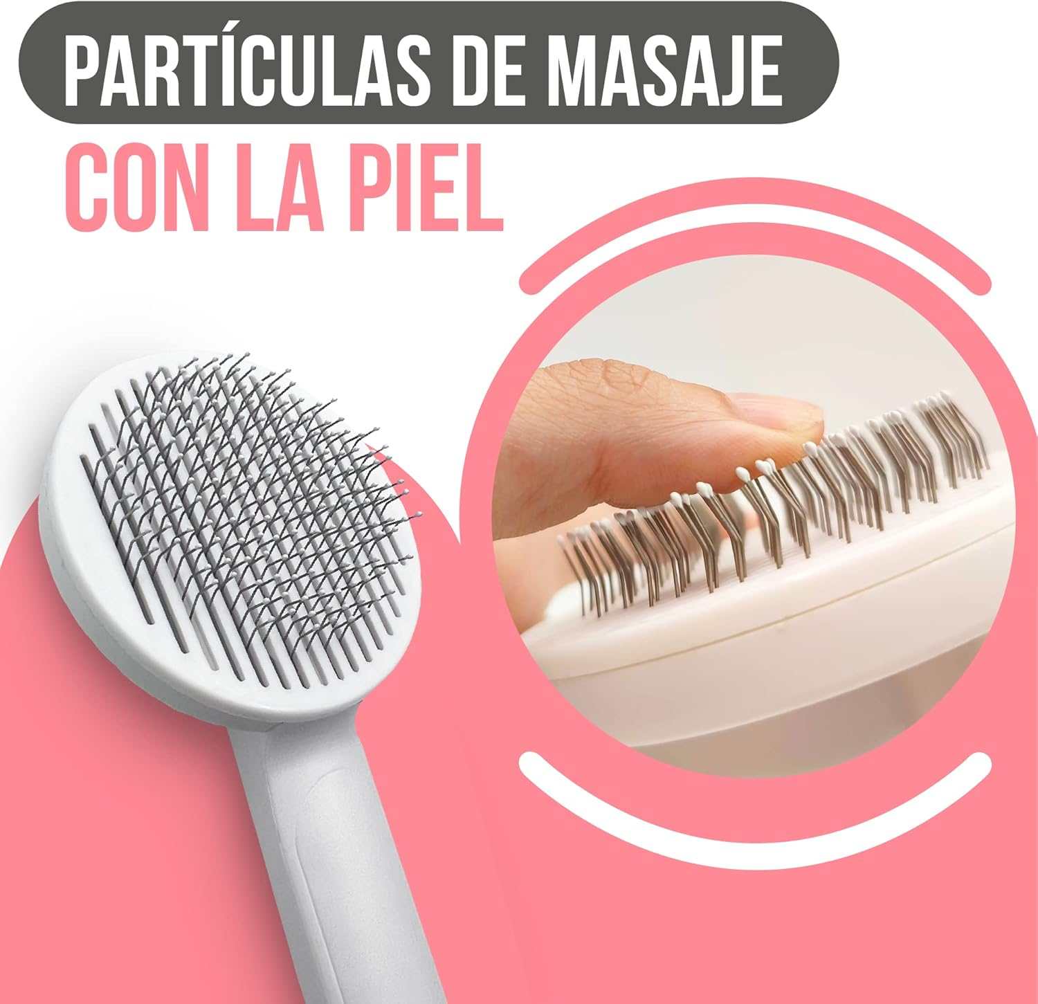 Cepillo para mascotas 2 en 1 rosa