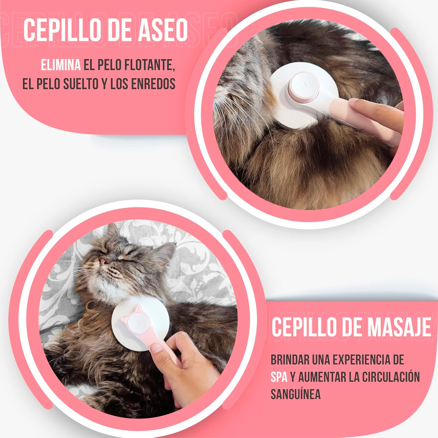 Cepillo para mascotas 2 en 1 rosa