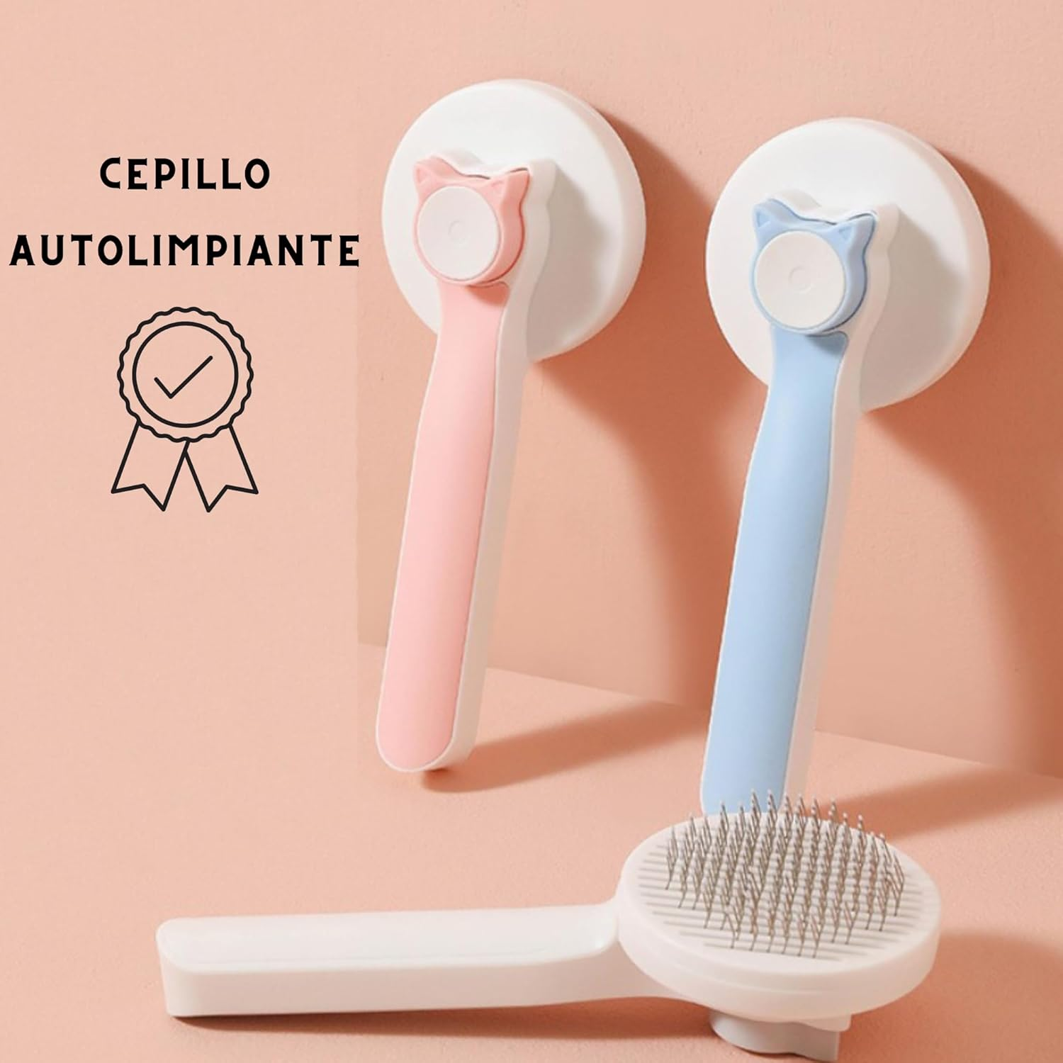 Cepillo para mascotas 2 en 1 rosa