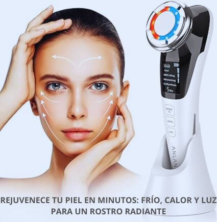 Masajeador facial con frío y calor antiarrugas blanco