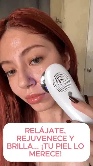 Masajeador facial con frío y calor antiarrugas blanco