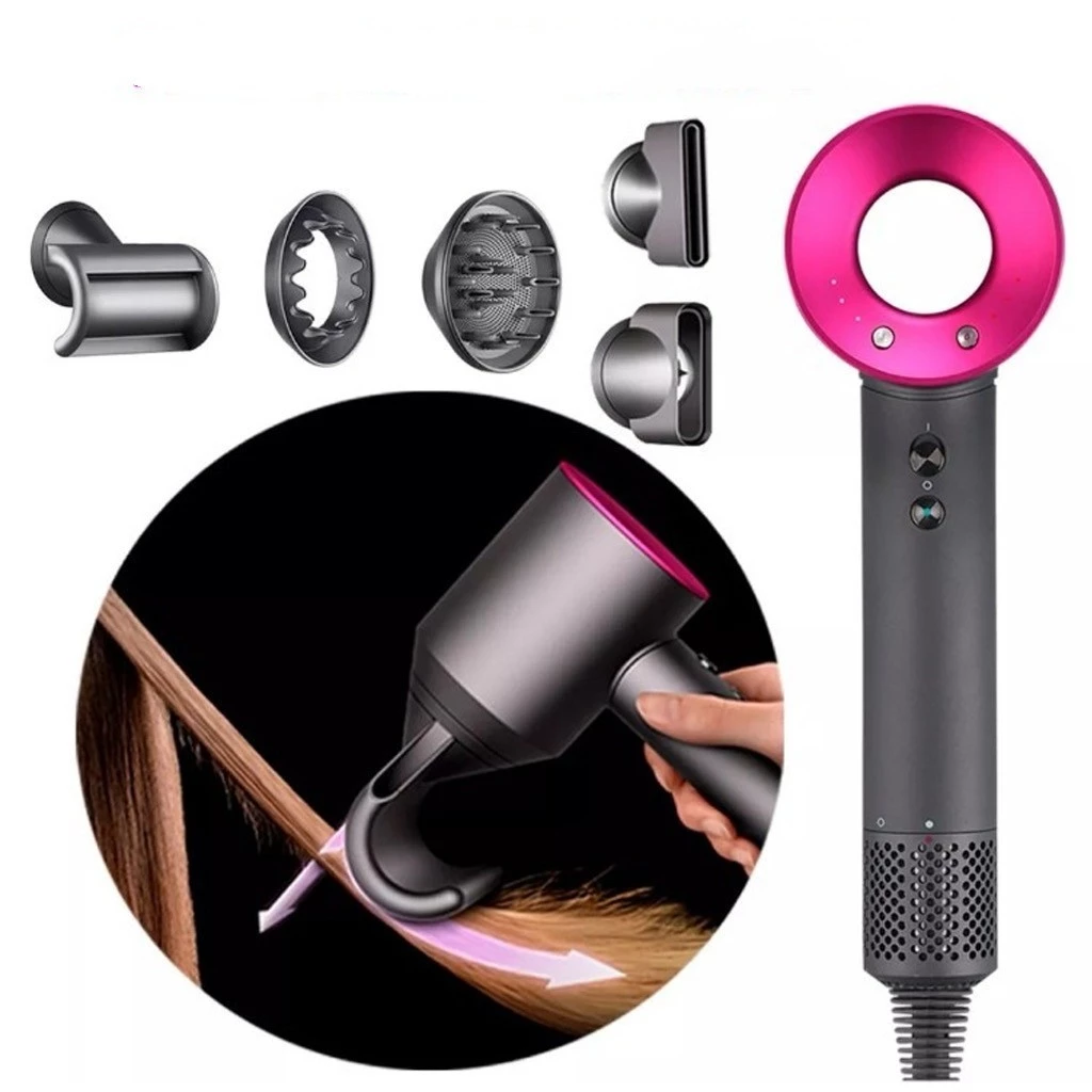 Secador iónico tipo dyson con accesorios