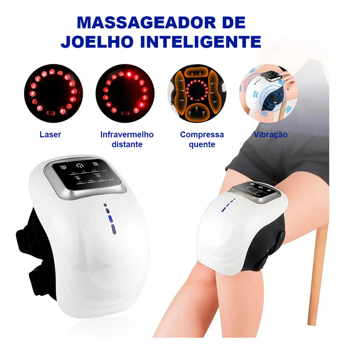 Masajeador de rodilla infrarrojo con terapia de calor y luz roja
