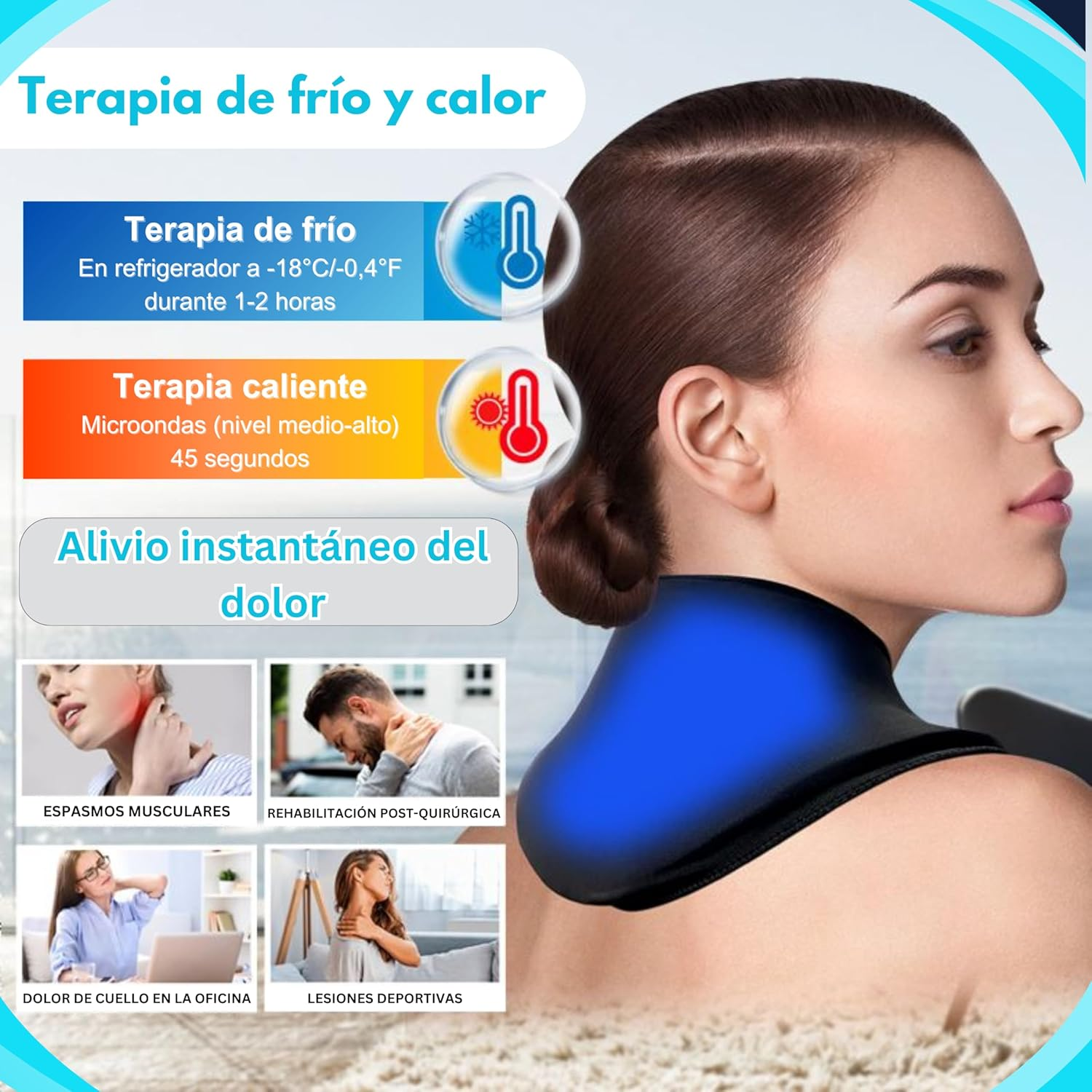 Almohadilla de gel reutilizable para cuello frío y calor
