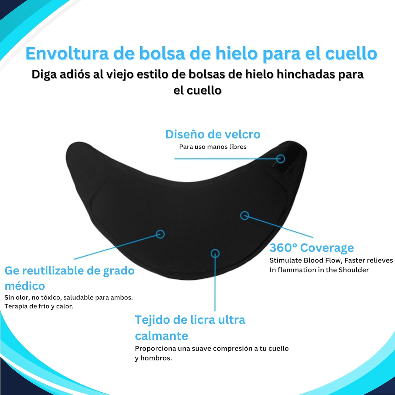 Almohadilla de gel reutilizable para cuello frío y calor