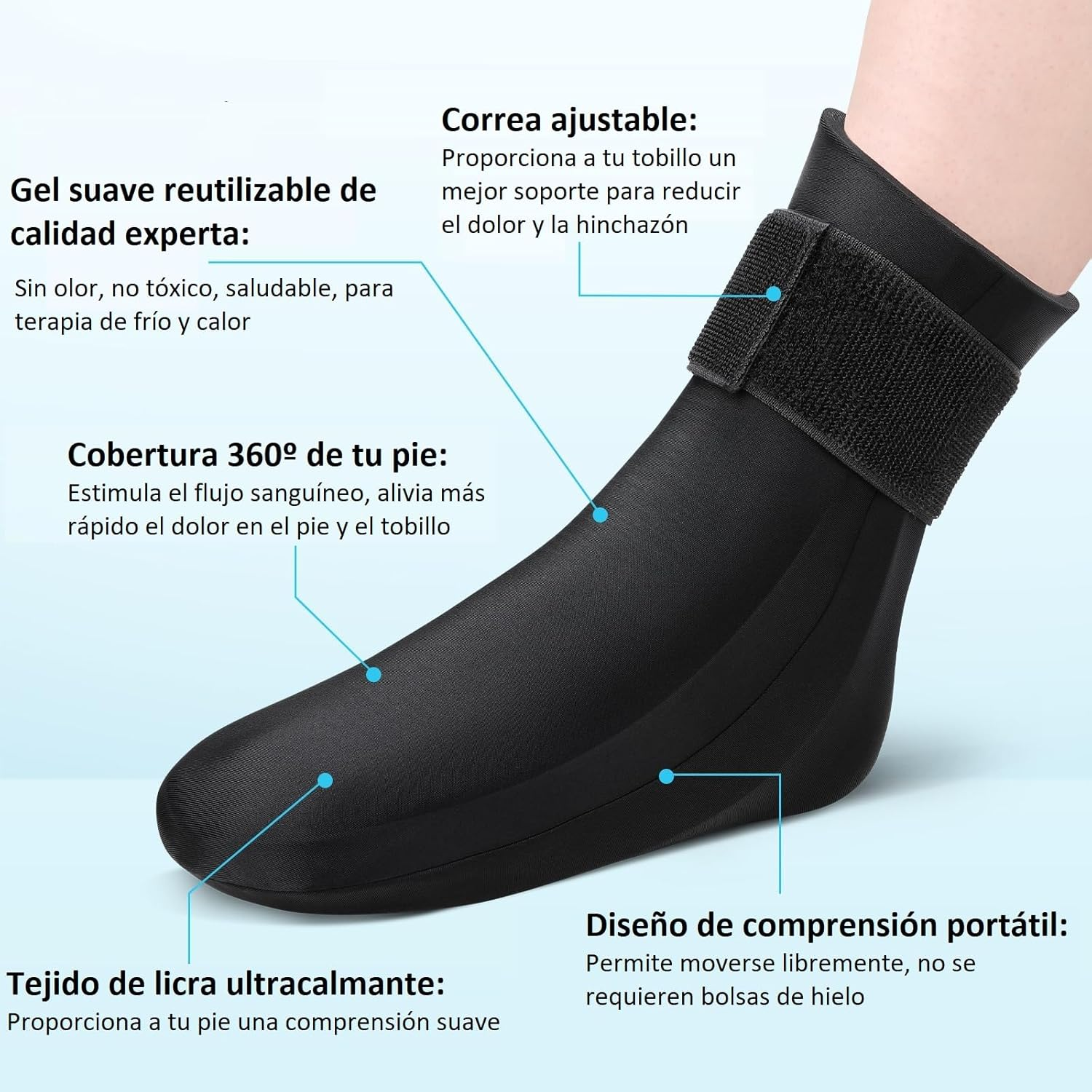 Calcetín de terapia de frío y calor de Gel reutilizable