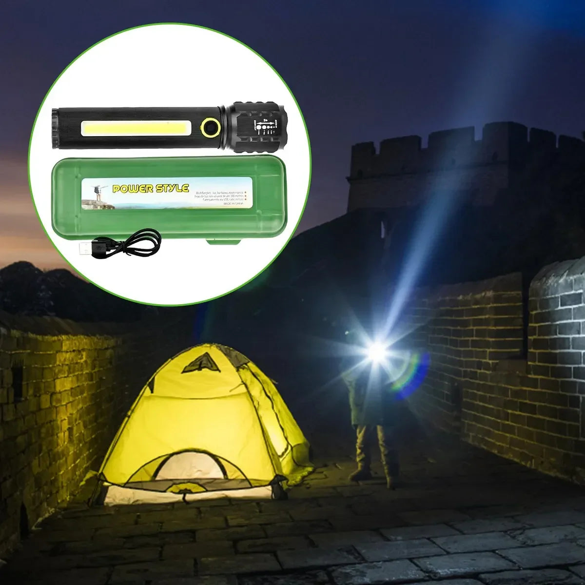 Linterna led con zoom 3modo
