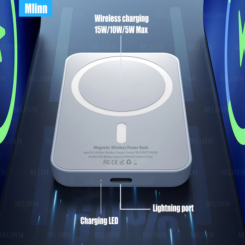 Bateria Externa  Inalámbrico tipo Magsafe 5000mAh
