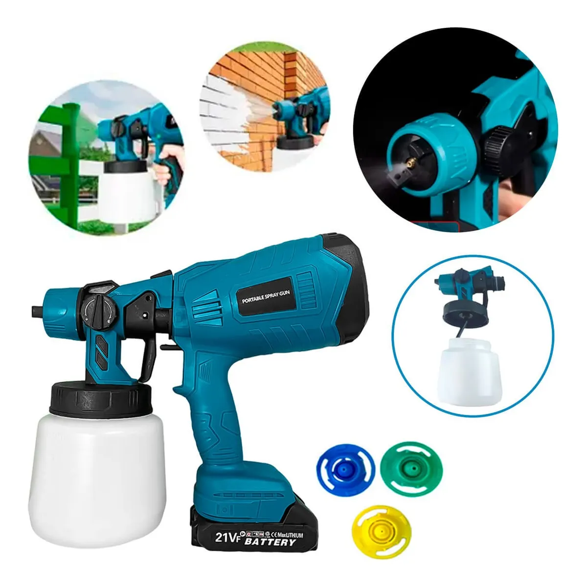 Pistola para pintar eléctrica inalámbrica con doble batería