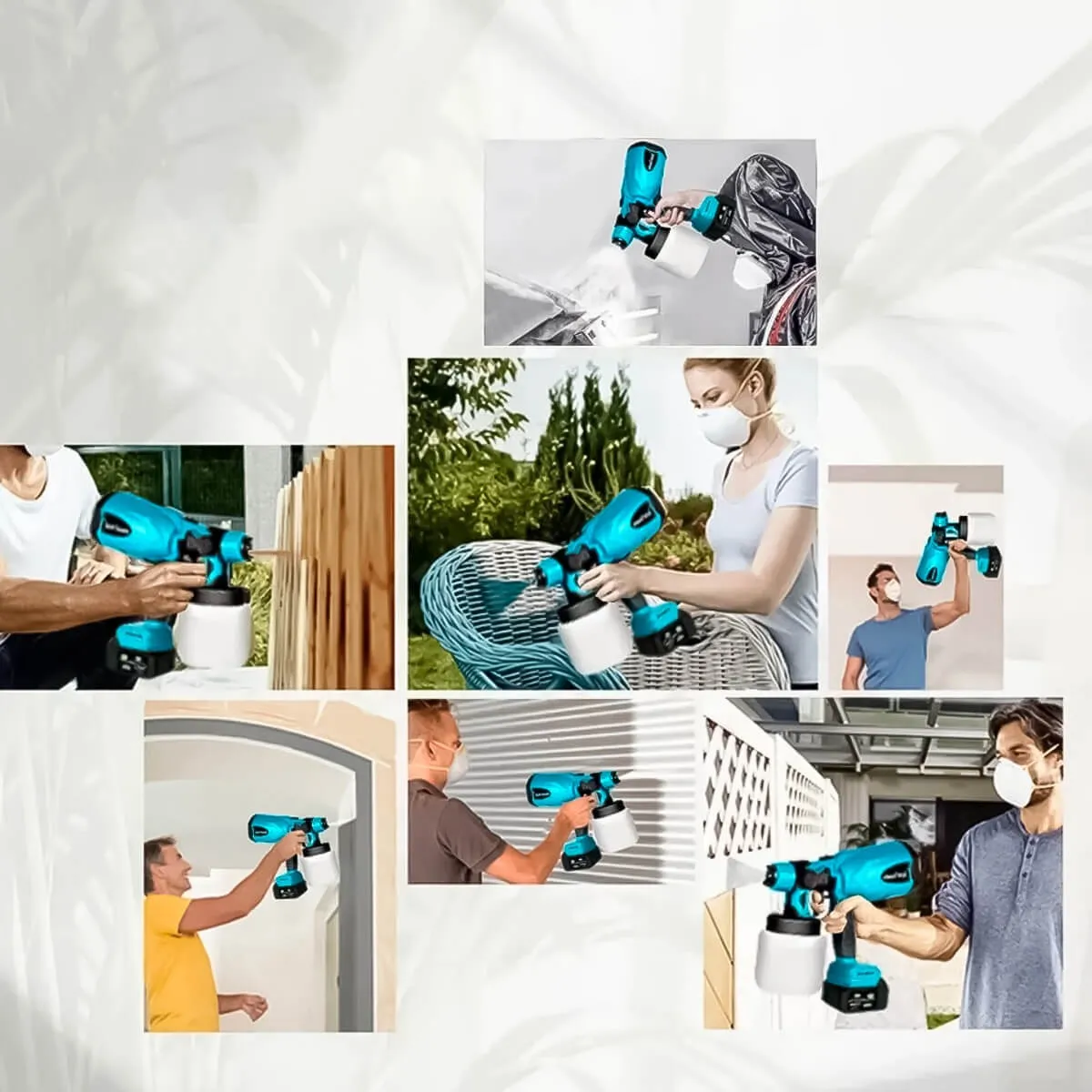 Pistola para pintar eléctrica inalámbrica con doble batería