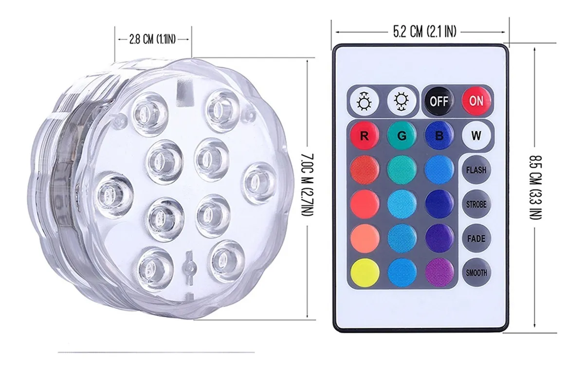 luces LED sumergibles multicolores