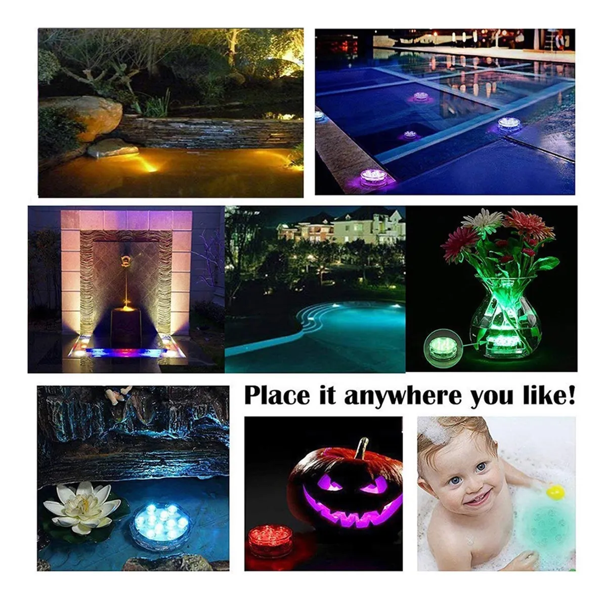 luces LED sumergibles multicolores