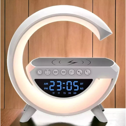 Altavoz Bluetooth G - Cargador inalámbrico + Lámpara LED + Reloj despertador