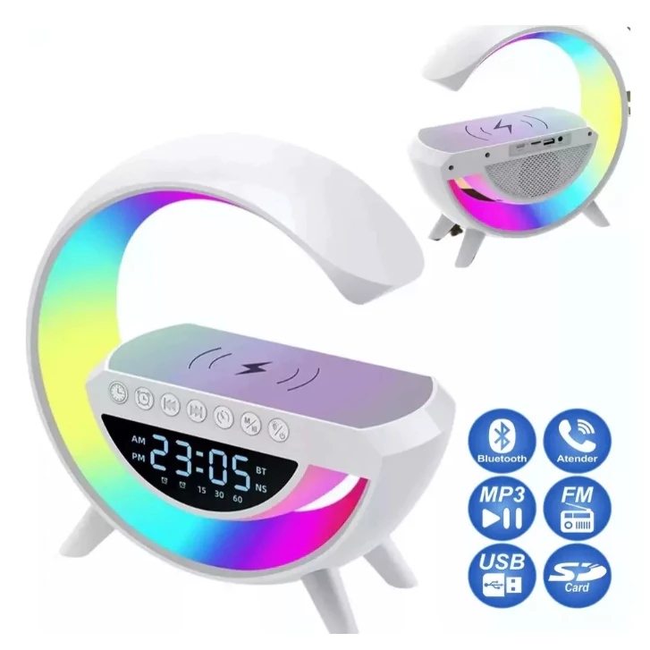 Altavoz Bluetooth G - Cargador inalámbrico + Lámpara LED + Reloj despertador