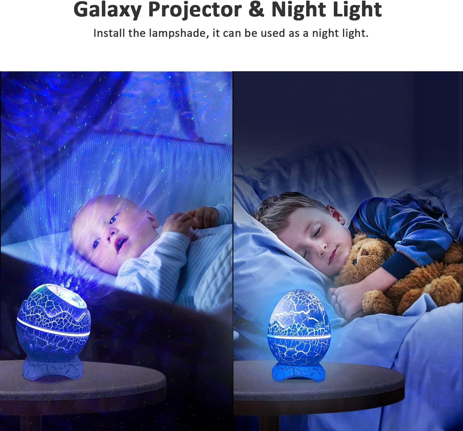 Proyector de galaxia con diseño de huevo dinosaurio