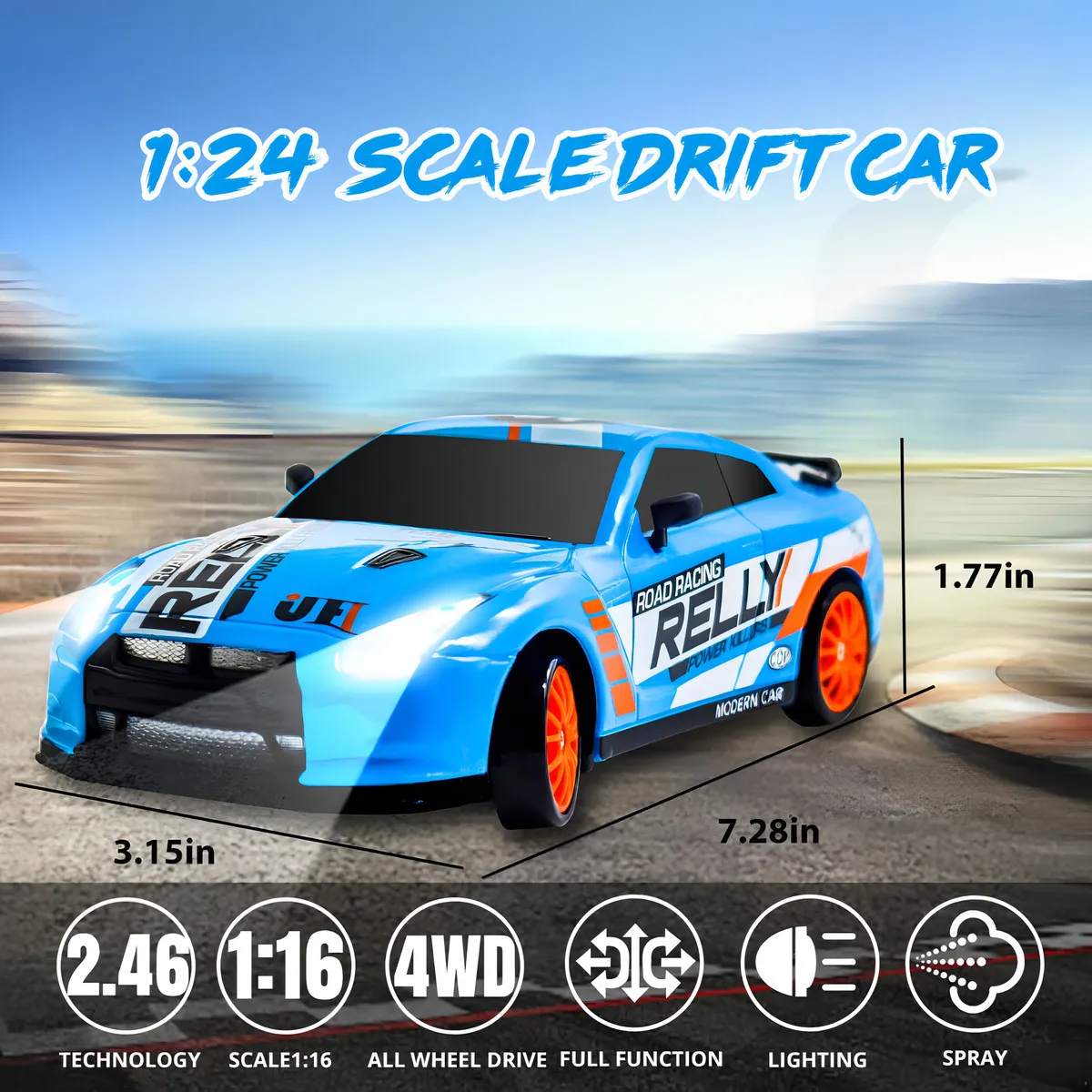Coche teledirigido drift 1:24 GTR