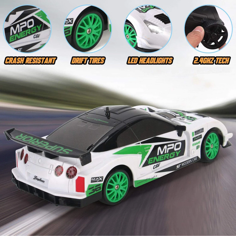 Coche teledirigido drift 1:24 GTR blanco