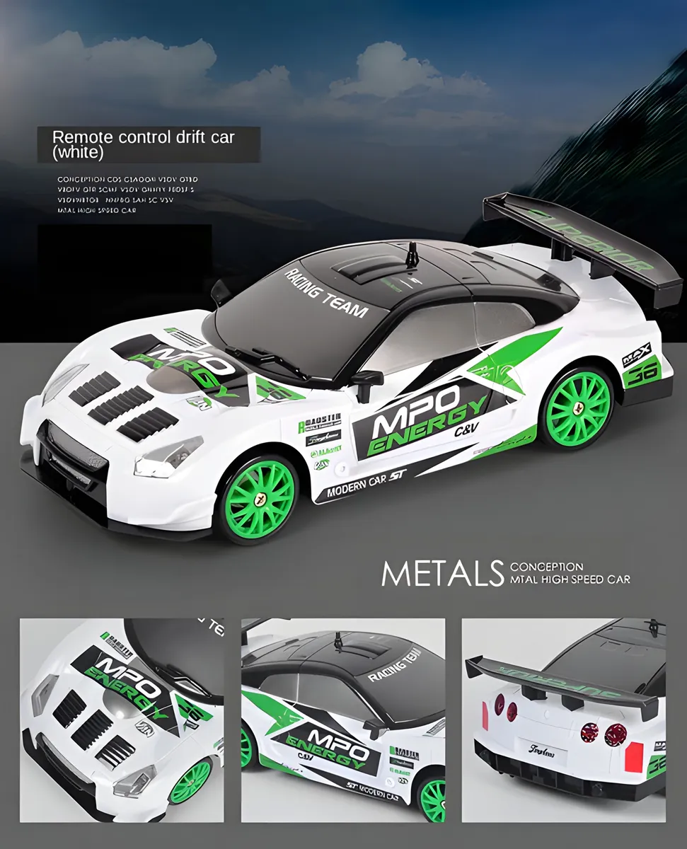 Coche teledirigido drift 1:24 GTR blanco