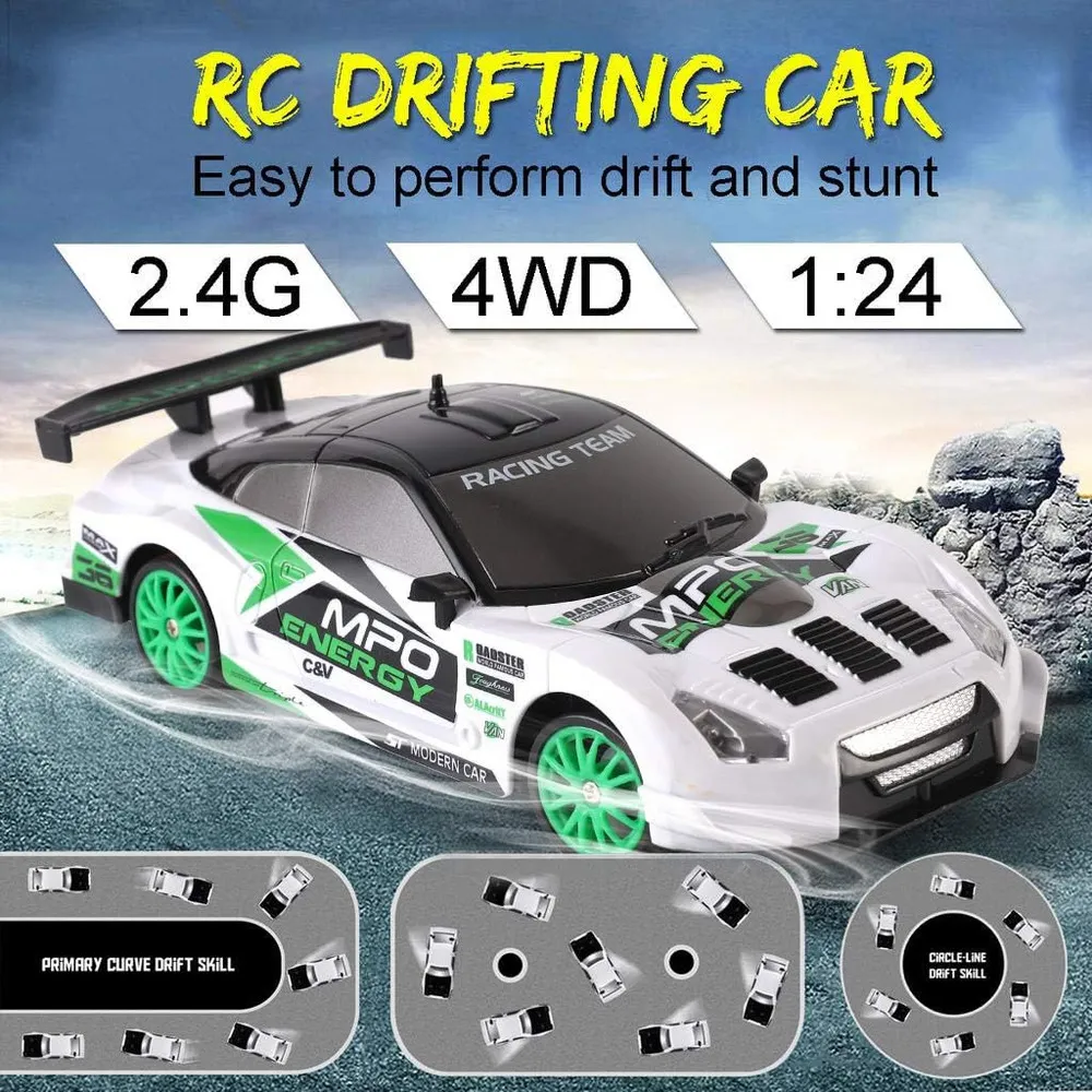 Coche teledirigido drift 1:24 GTR blanco