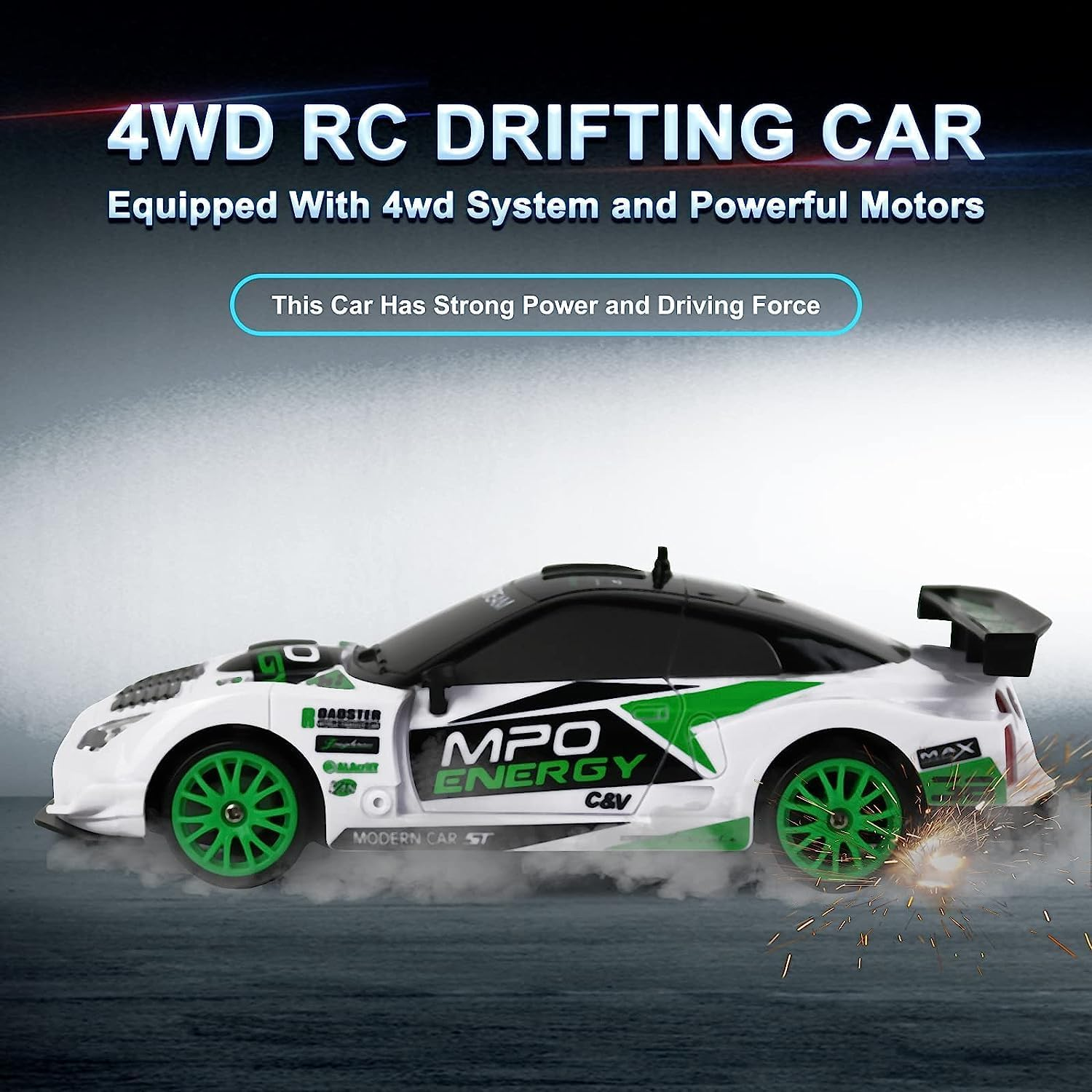 Coche teledirigido drift 1:24 GTR blanco