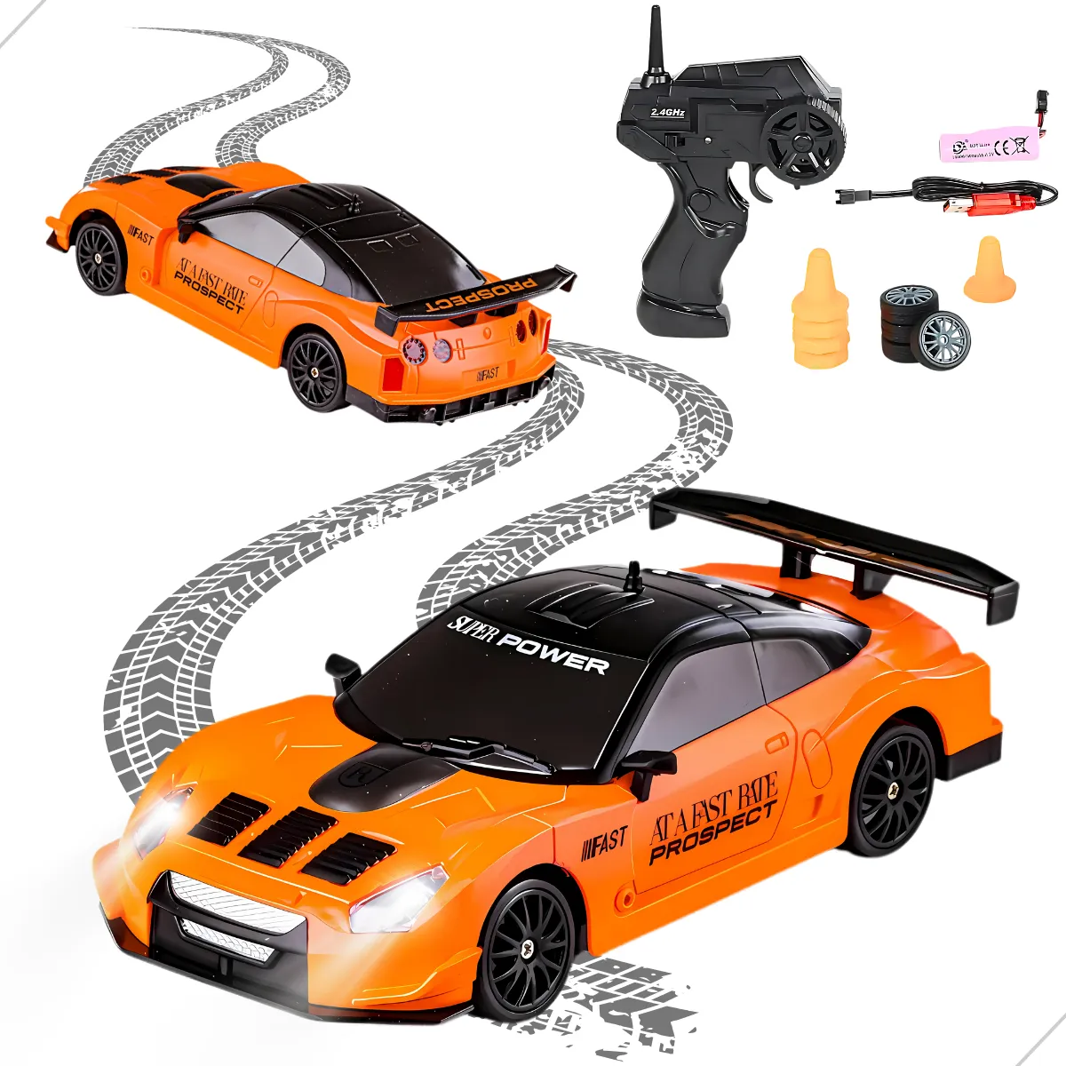 Coche teledirigido drift 1:24 GTR NARANJA