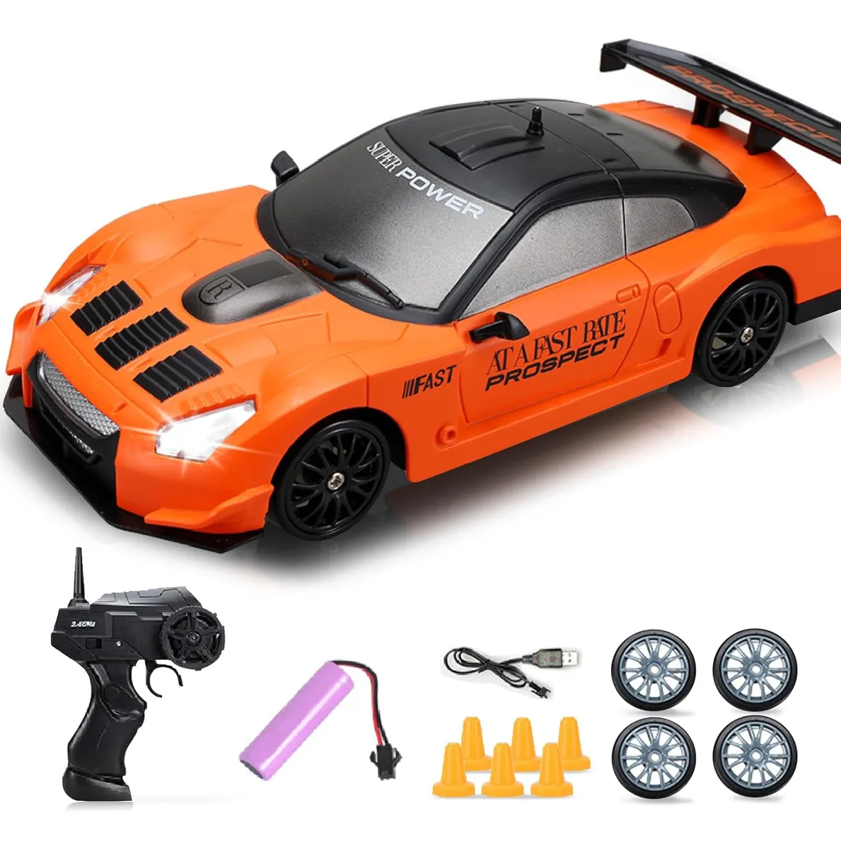 Coche teledirigido drift 1:24 GTR NARANJA