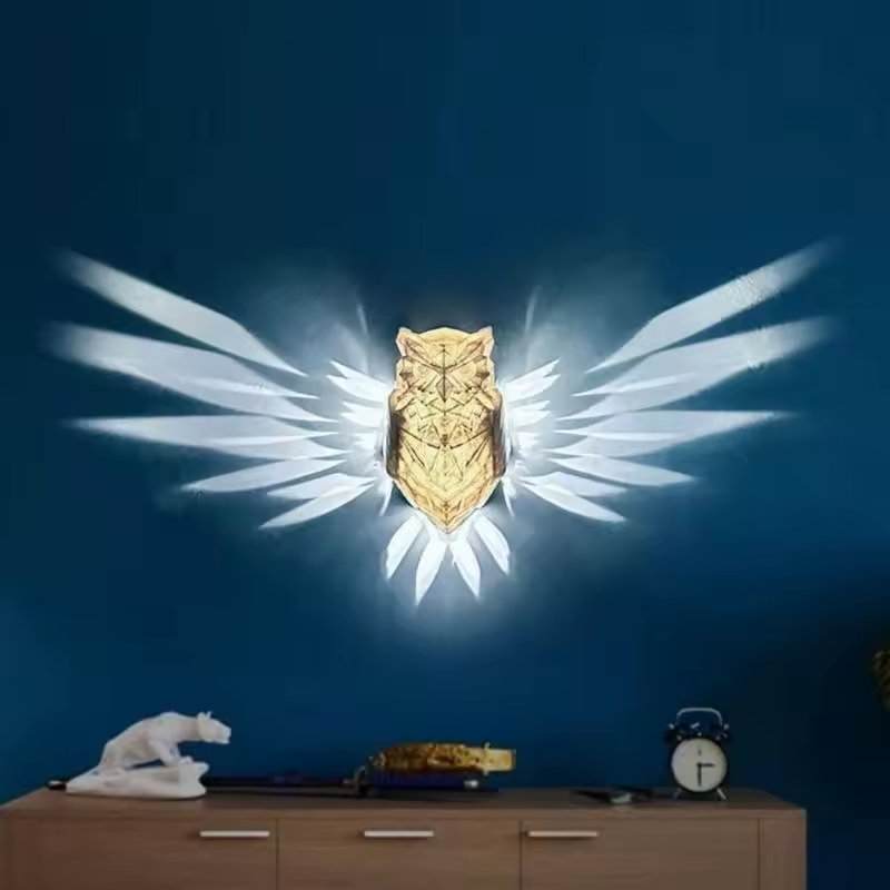 lámpara de pared con impresión 3D de resina búho