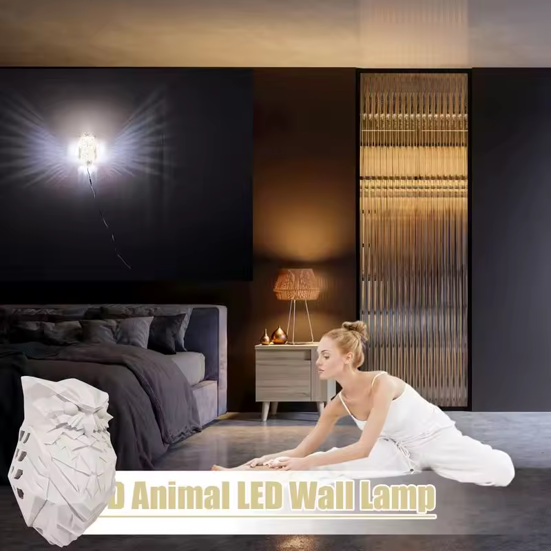 lámpara de pared con impresión 3D de resina búho