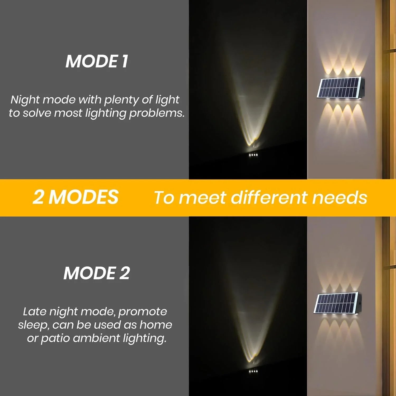 Lámpara Solar de Pared Exterior con Doble Iluminación – 8 LED