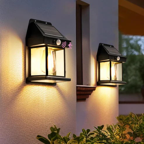 Lámpara Solar de Pared con Sensor – Resistente al Agua y con 3 Niveles de Luz