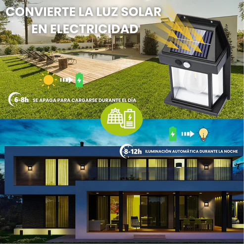 Lámpara Solar de Pared con Sensor – Resistente al Agua y con 3 Niveles de Luz