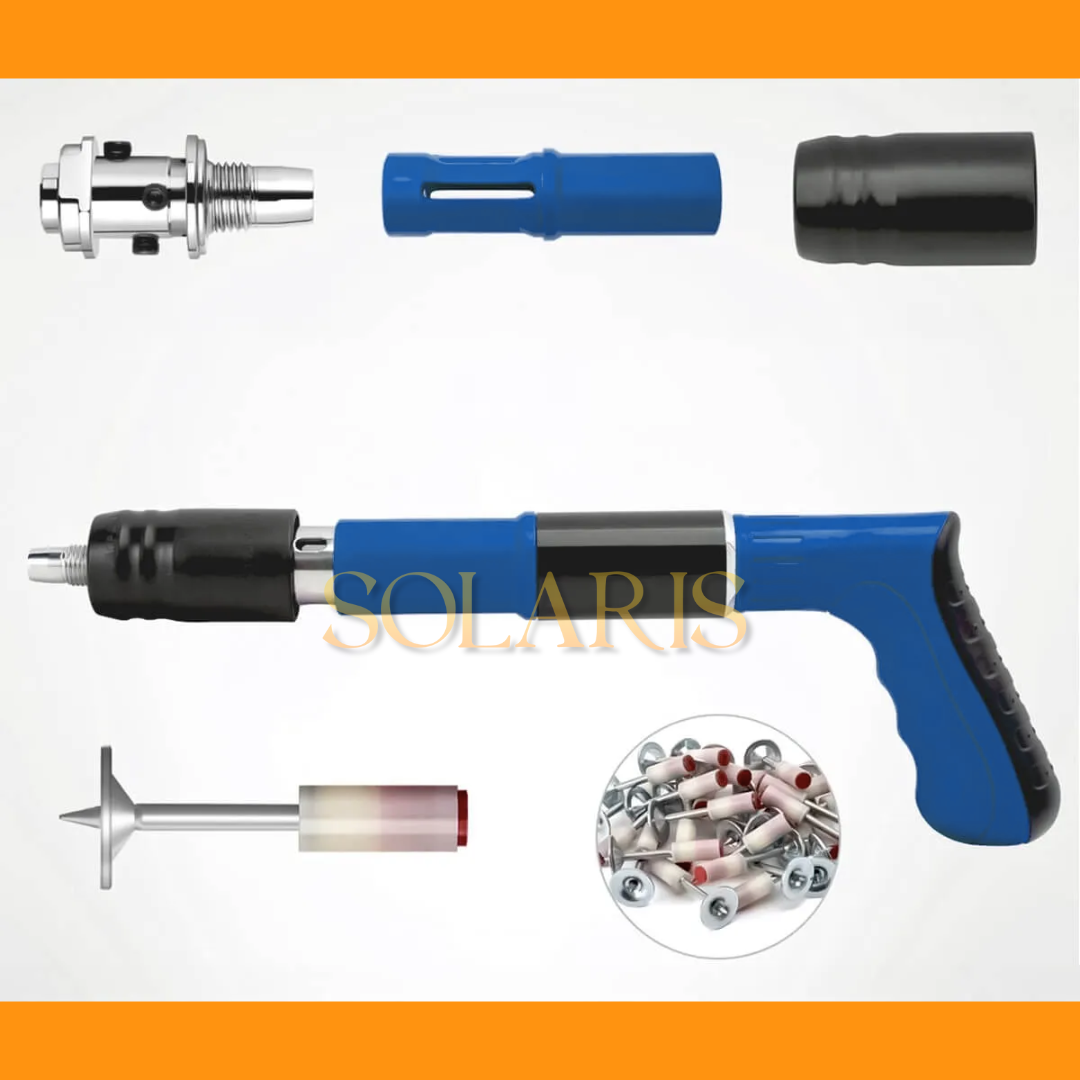 Pistola de clavos con accesorios